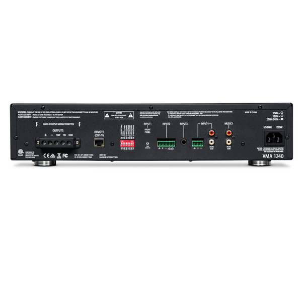 JBL VMA 1240 - Jednokanałowy wzmacniacz miksujący, 5 x wejście, 70V/100V, odtwarzacz USB/Bluetooth