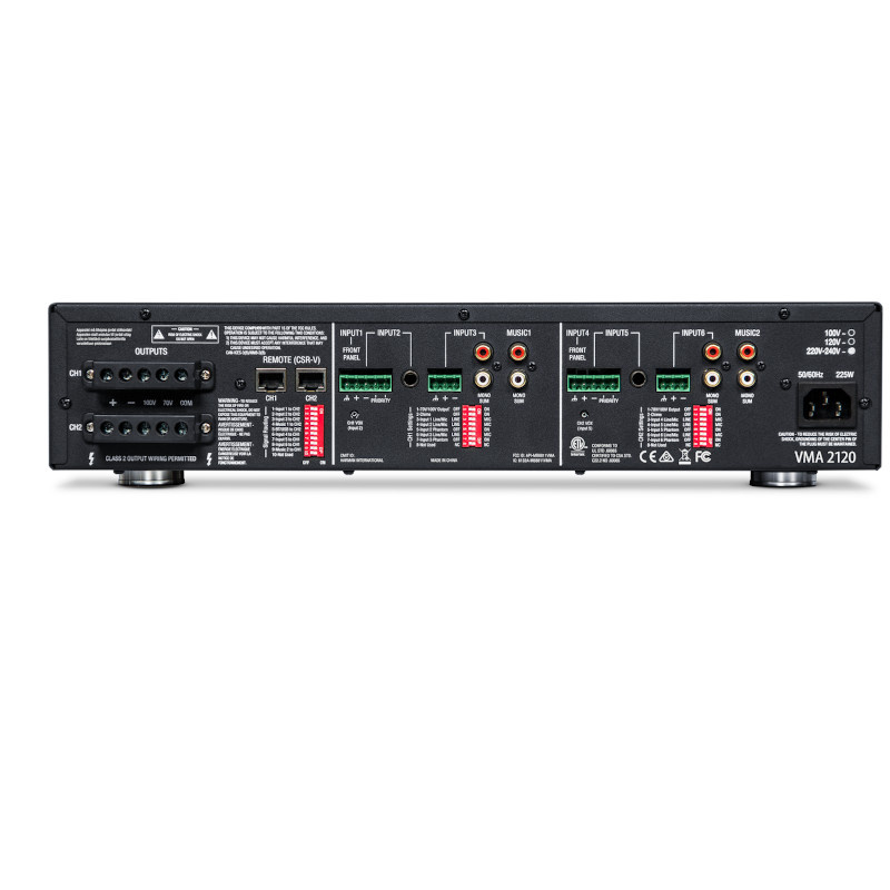 JBL VMA 2120 - Dwukanałowy wzmacniacz miksujący, 8 x wejście, 70V/100V, odtwarzacz USB/Bluetooth