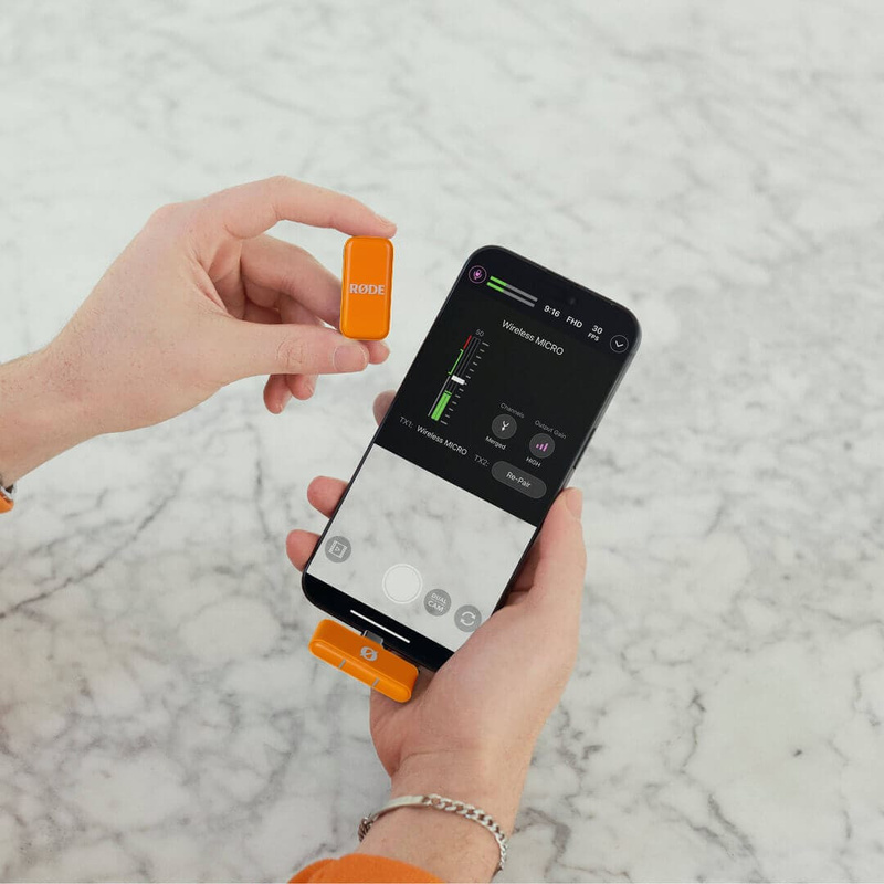 RODE Wireless Micro USB-C Orange - Mikrofon bezprzewodowy do smartphonów